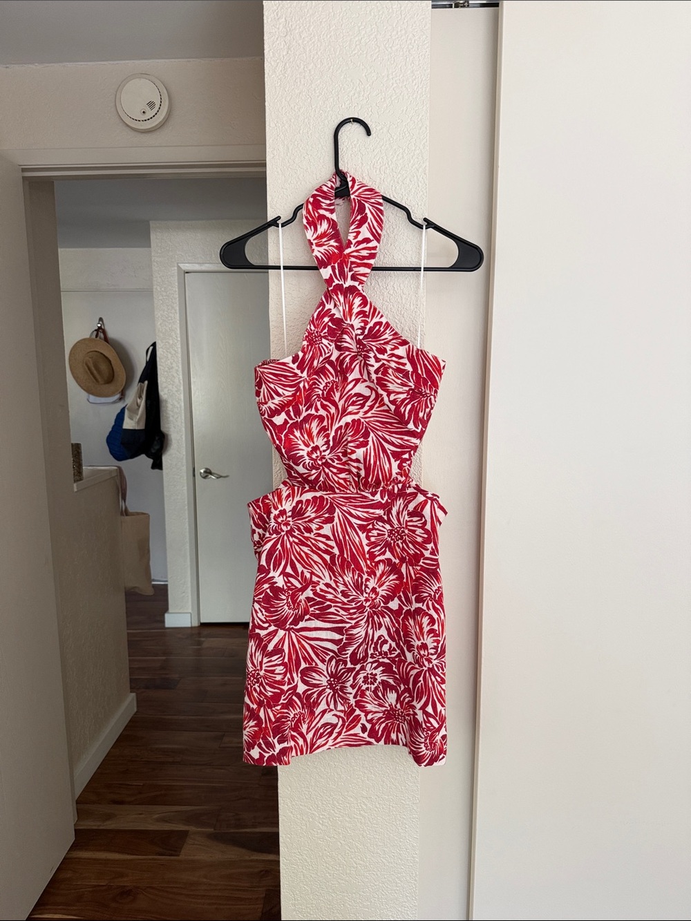 Banana Republic Red and White Floral Halter Mini Dress